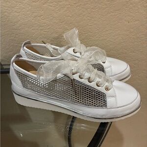Ron White silver and white  leather upper and mesh Women's Sneakers